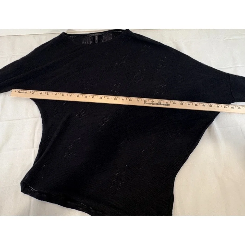 Women's BCBG Max Azria Asymmetrical Hem Mesh Black Blouse Shirt Top Size Small S